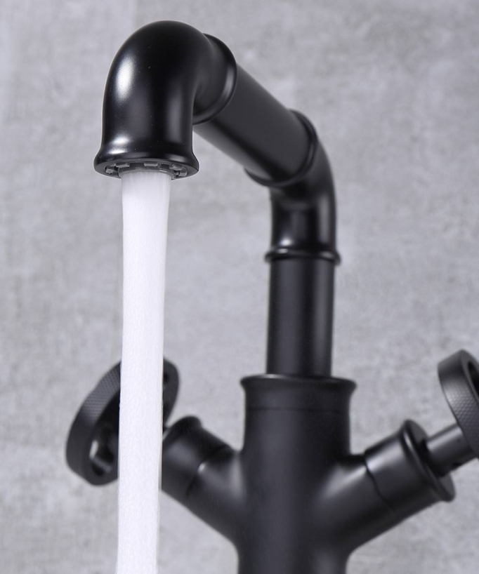 Robinet mélangeur vasque style industriel Noir - Gemma