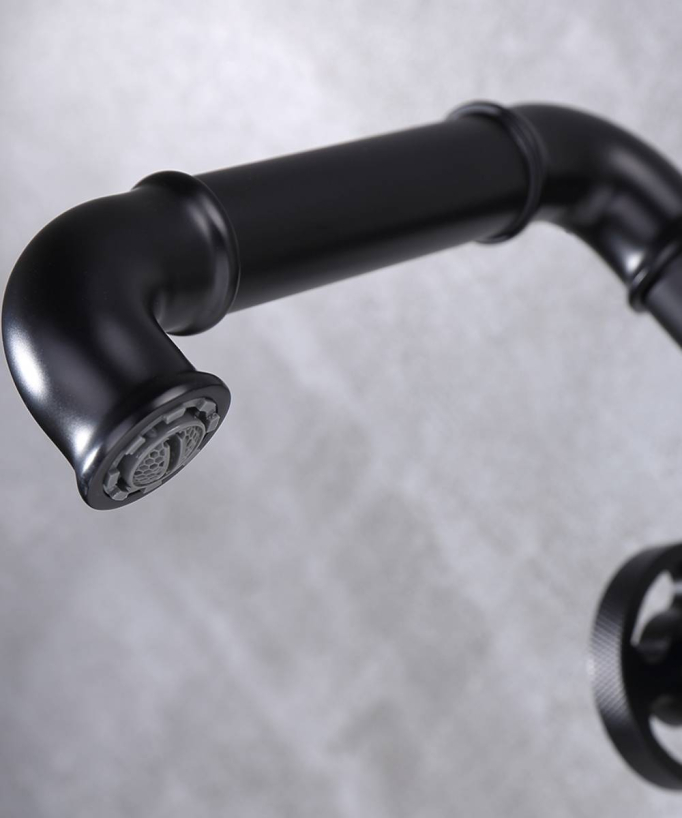 Robinet mélangeur vasque style industriel Noir - Gemma