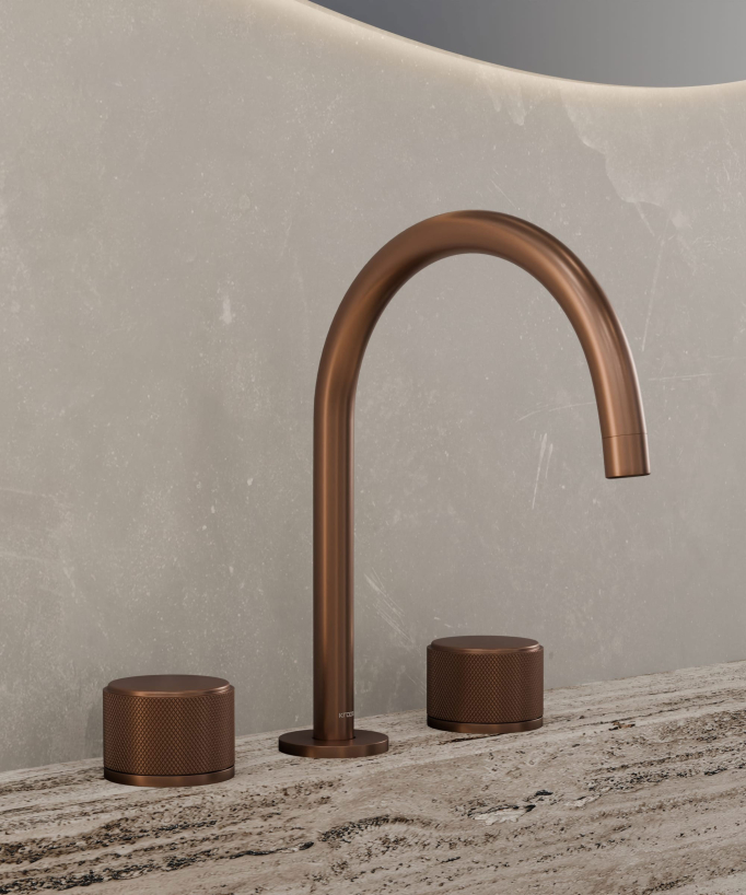 Robinet mélangeur de lavabo sur plage Or rose brossé - Leros