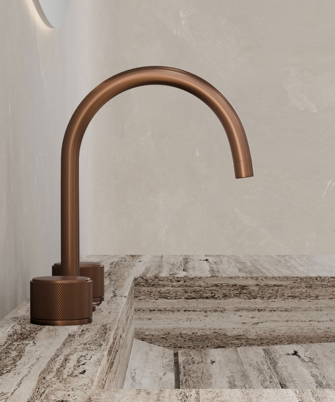 Robinet mélangeur de lavabo sur plage Or rose brossé - Leros