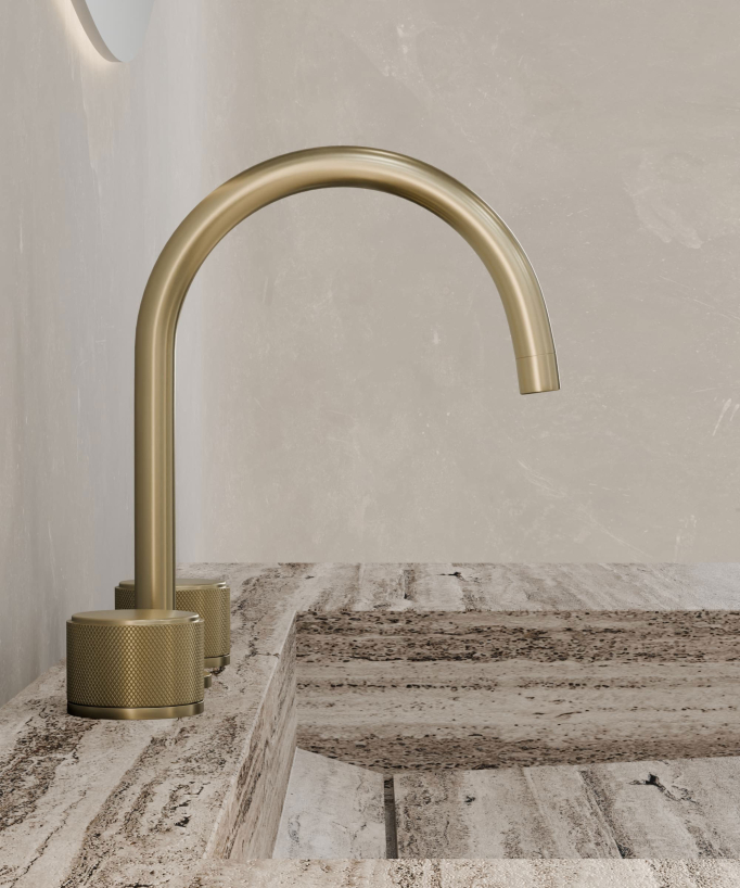 Robinet mélangeur de lavabo sur plage Doré brossé - Leros