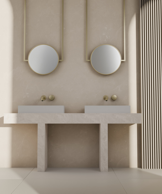 Mitigeur lavabo encastré sans réglage de débit Doré brossé - Leros