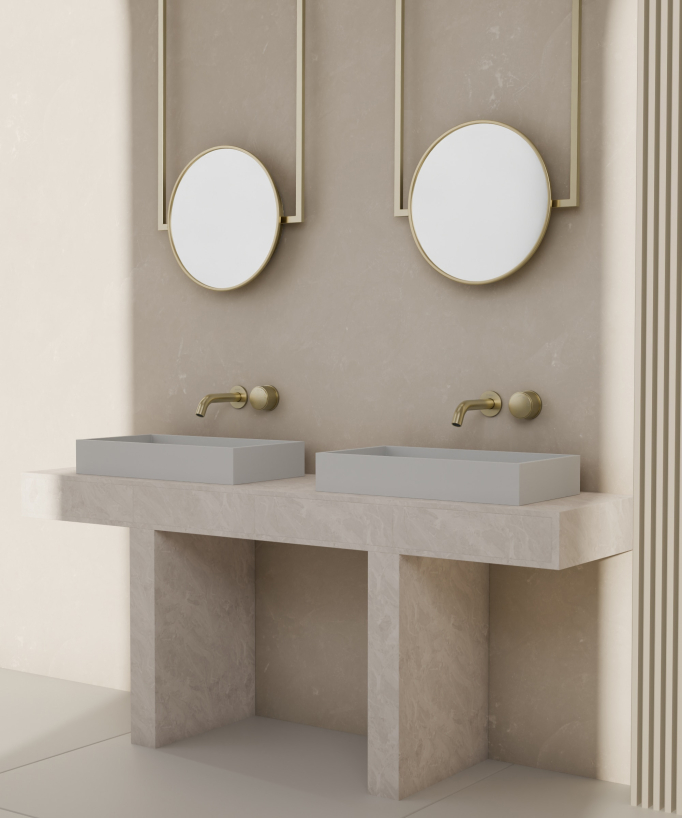 Mitigeur lavabo encastré sans réglage de débit Doré brossé - Leros