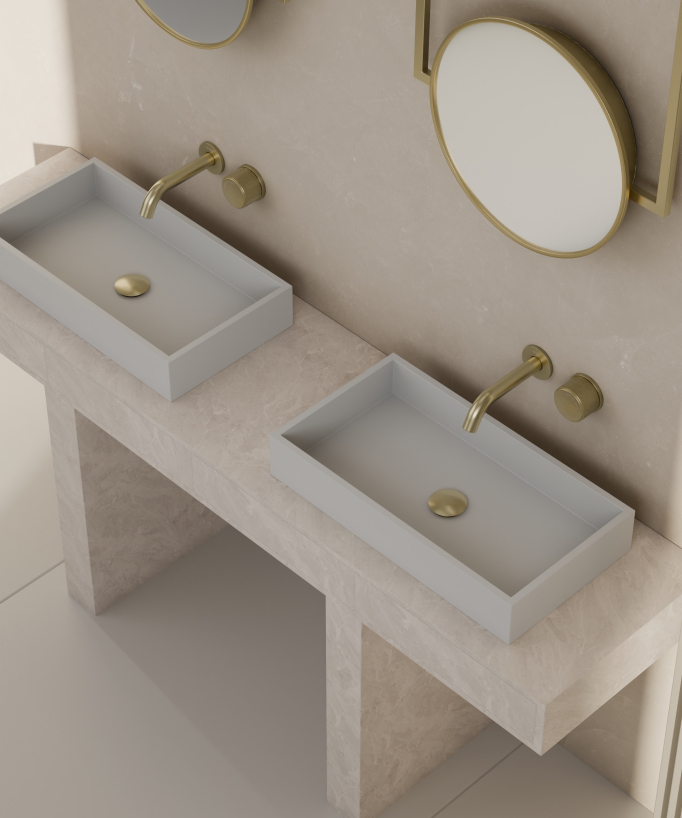 Mitigeur lavabo encastré sans réglage de débit Doré brossé - Leros