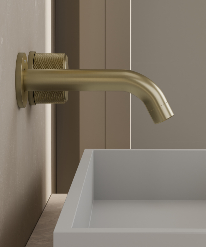 Mitigeur lavabo encastré sans réglage de débit Doré brossé - Leros