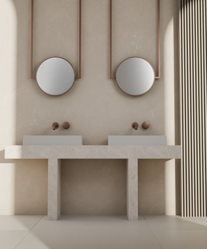 Mitigeur lavabo encastré sans réglage de débit Or rose brossé - Leros