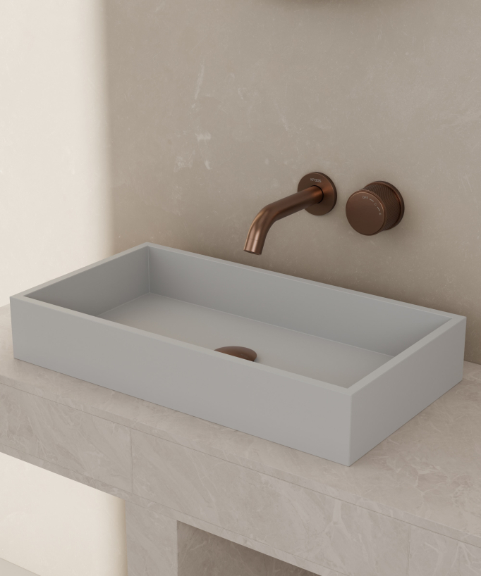 Mitigeur lavabo encastré sans réglage de débit Or rose brossé - Leros