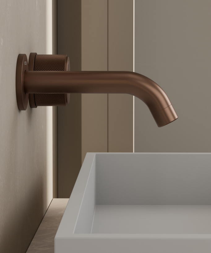 Mitigeur lavabo encastré sans réglage de débit Or rose brossé - Leros