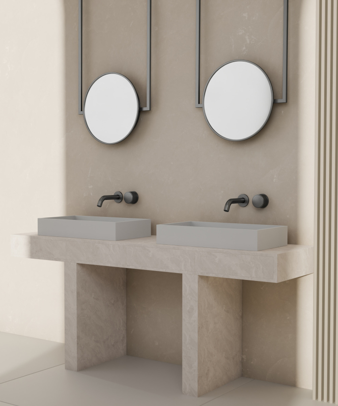 Mitigeur lavabo encastré sans réglage de débit Gun métal - Leros