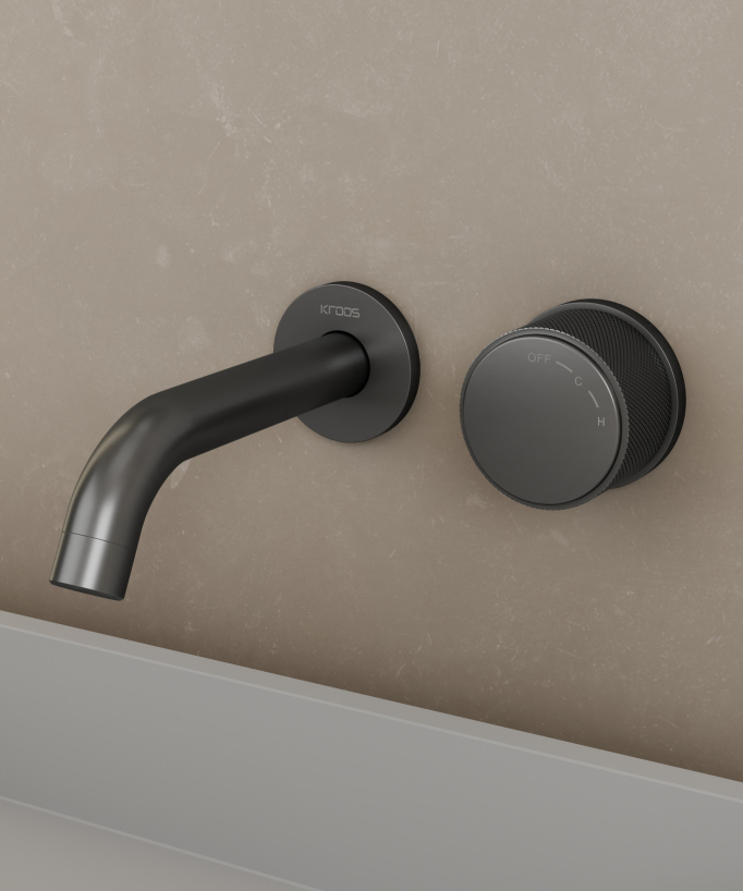 Mitigeur lavabo encastré sans réglage de débit Gun métal - Leros