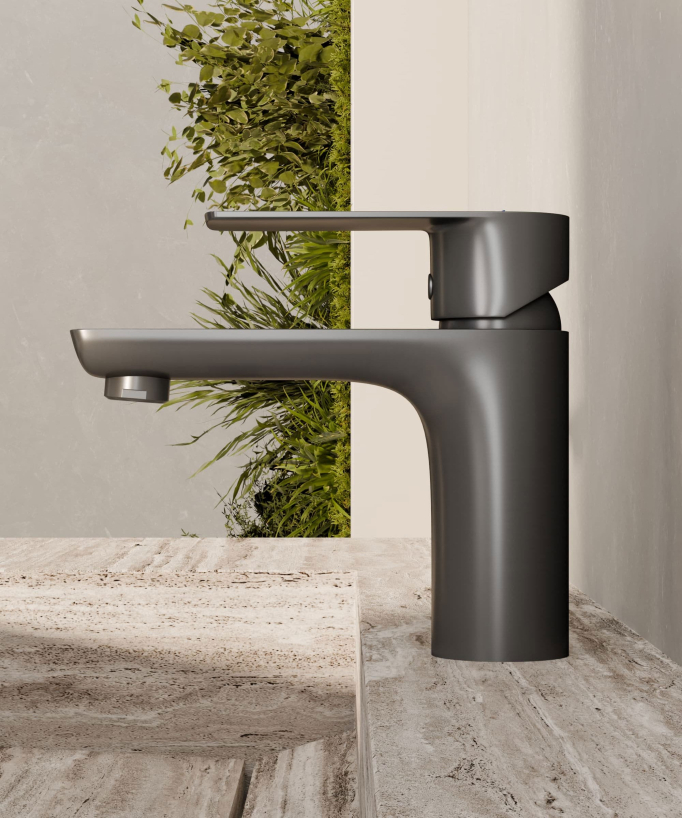 Mitigeur lavabo à poser Gun métal - Nunki