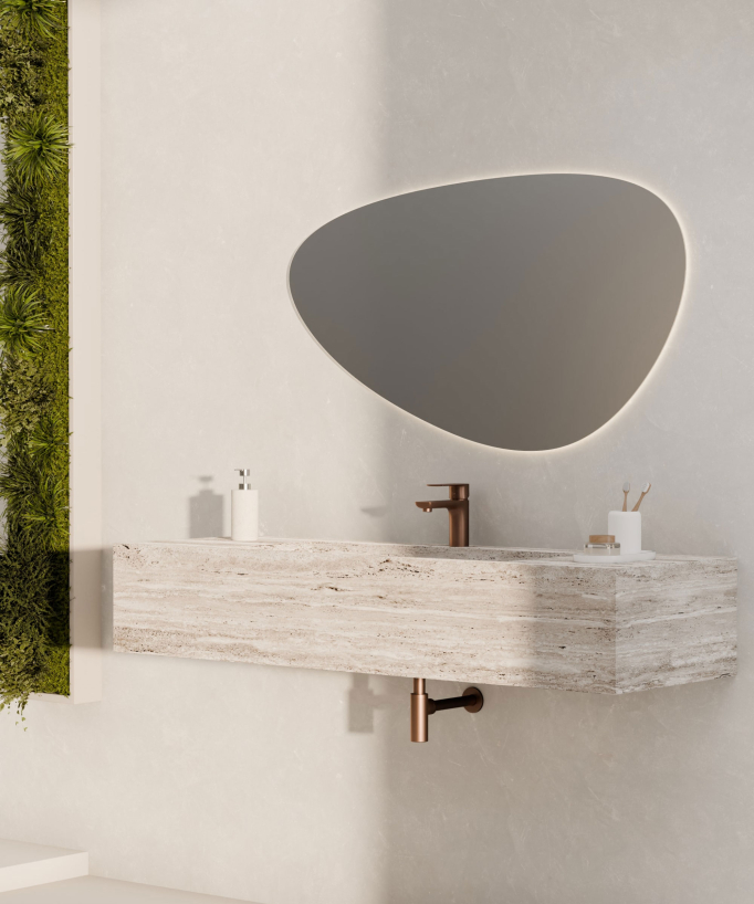 Mitigeur lavabo à poser Or rose brossé - Nunki