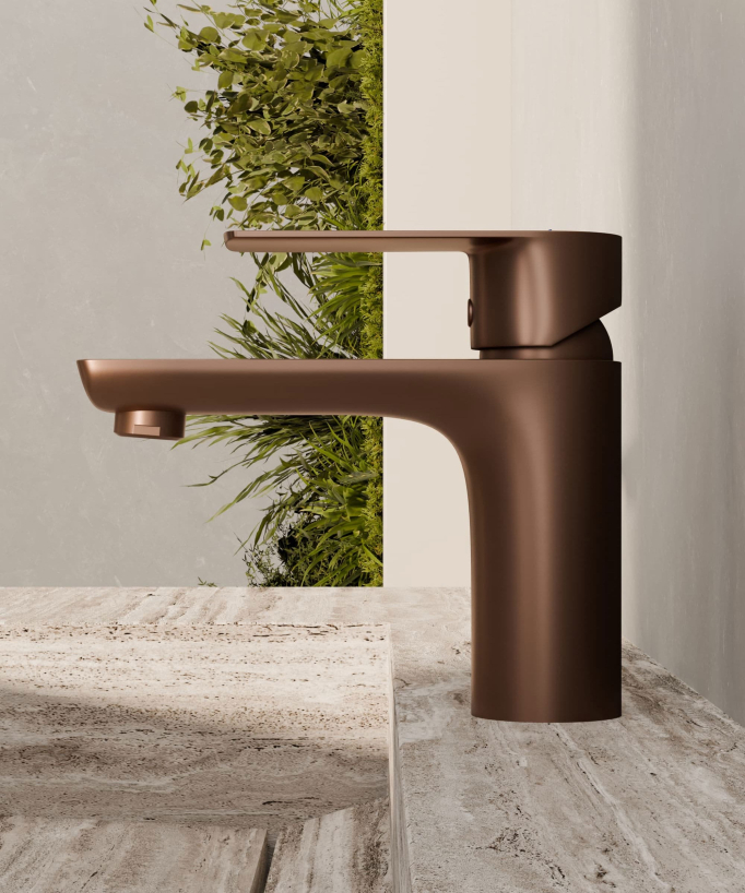 Mitigeur lavabo à poser Or rose brossé - Nunki