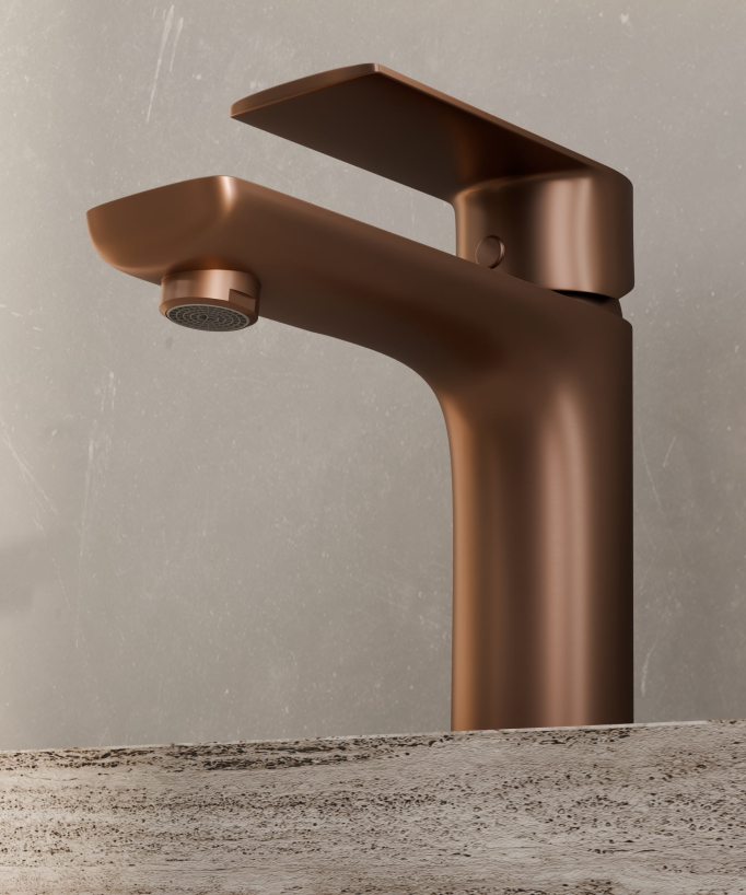 Mitigeur lavabo à poser Or rose brossé - Nunki