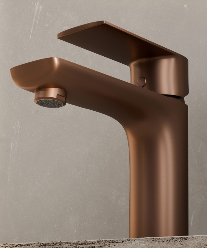 Mitigeur lavabo à poser Or rose brossé - Nunki