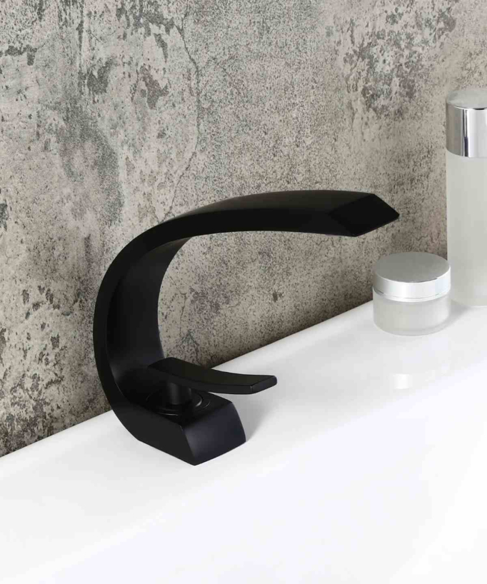 Mitigeur lavabo bec arrondi Noir - Skyros