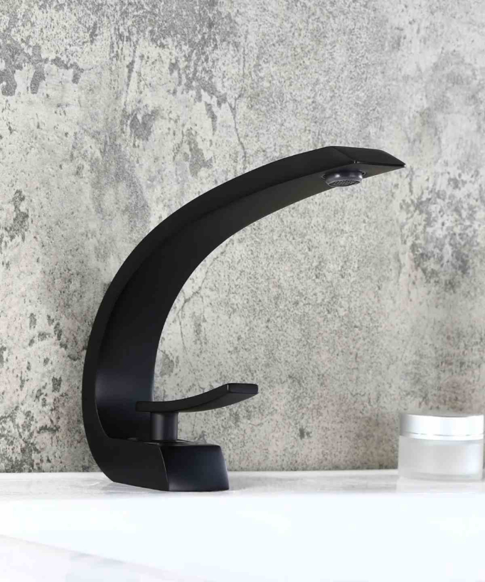 Mitigeur lavabo bec arrondi Noir - Skyros