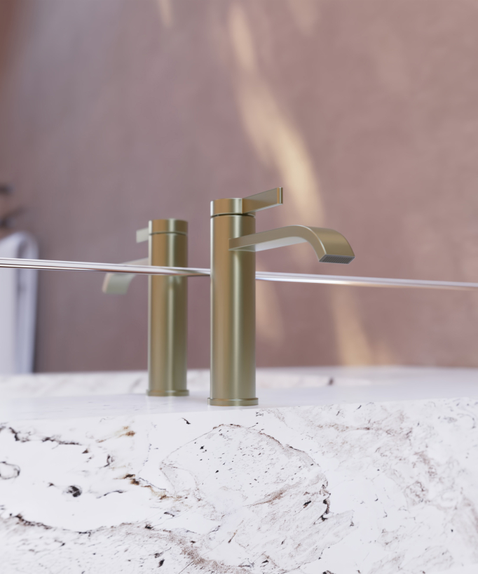 Mitigeur de lavabo Doré brossé - Fiumina