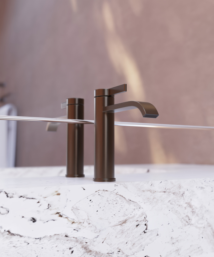 Mitigeur de lavabo Or rose brossé - Fiumina