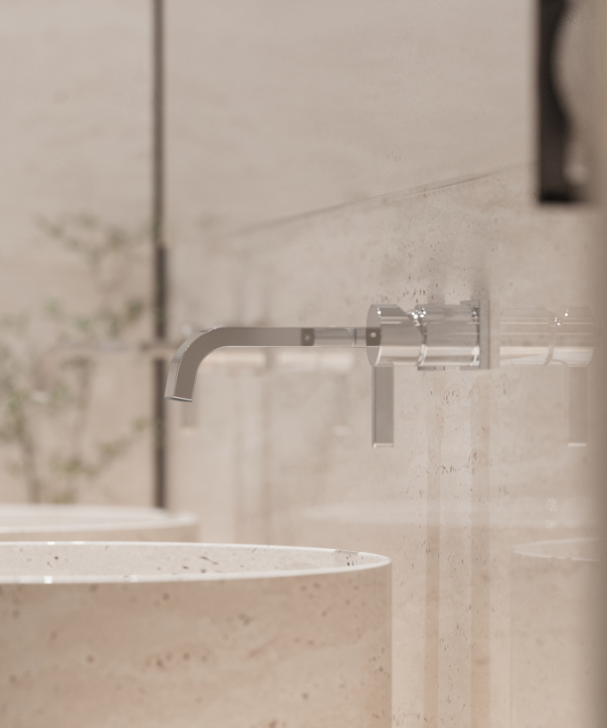 Mitigeur de lavabo mural Chromé - Fiumina