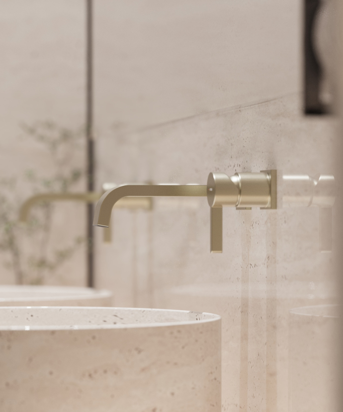 Mitigeur de lavabo mural Doré brossé - Fiumina