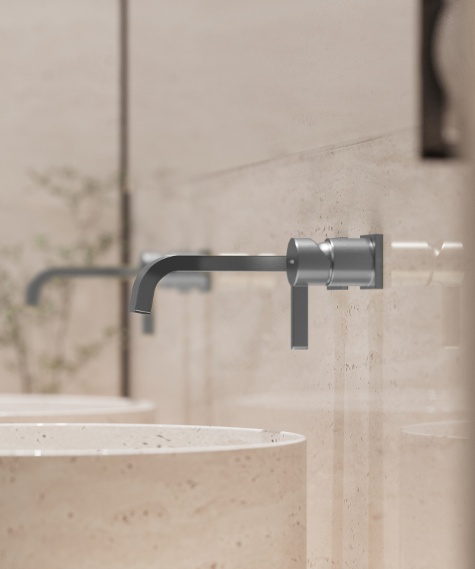 Mitigeur de lavabo mural Gun métal - Fiumina