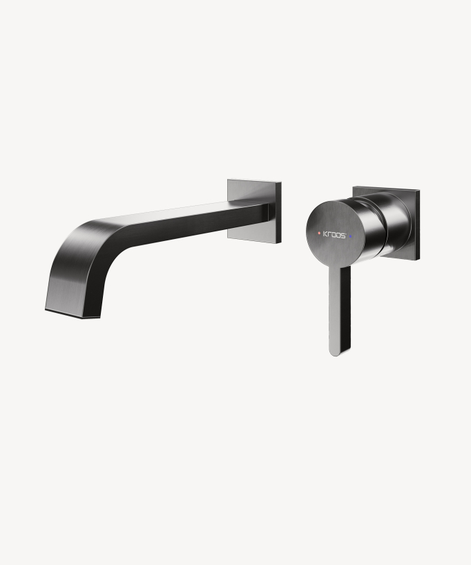 Mitigeur de lavabo mural Gun métal - Fiumina
