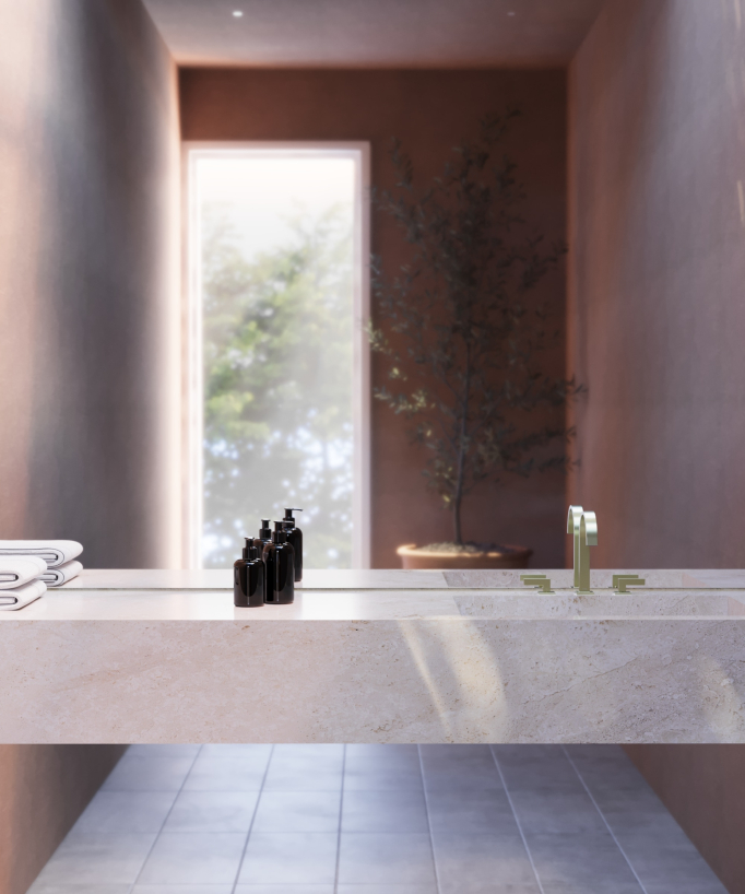 Mélangeur de lavabo 3 trous Doré brossé - Fiumina