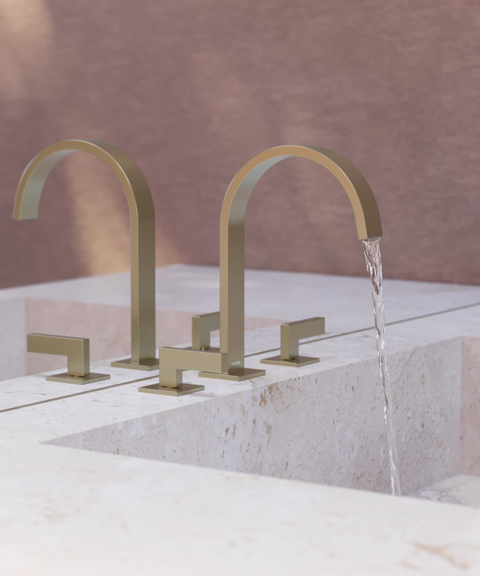 Mélangeur de lavabo 3 trous Doré brossé - Fiumina