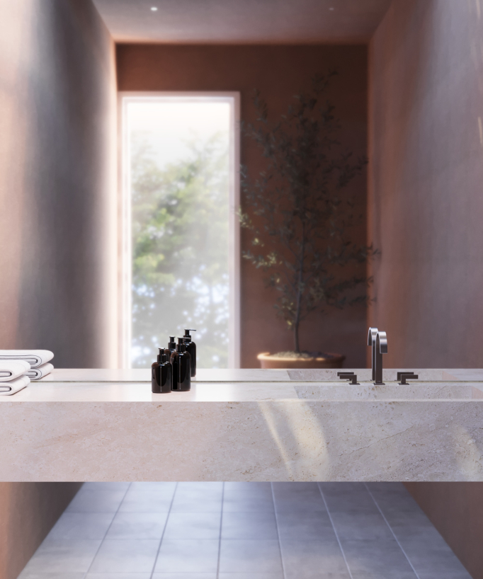 Mélangeur de lavabo 3 trous Or rose brossé - Fiumina