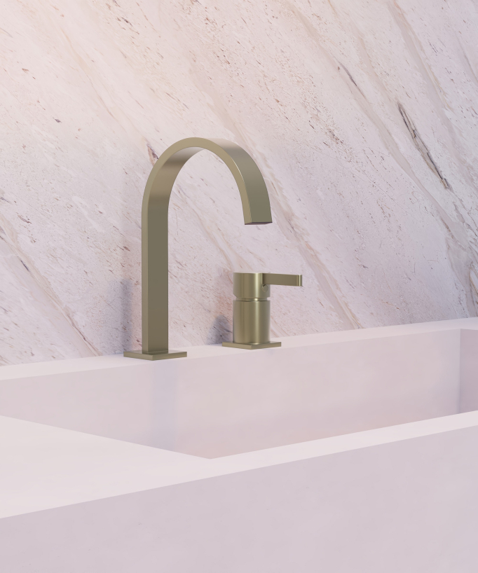 Mitigeur de lavabo 2 trous  Doré brossé - Fiumina
