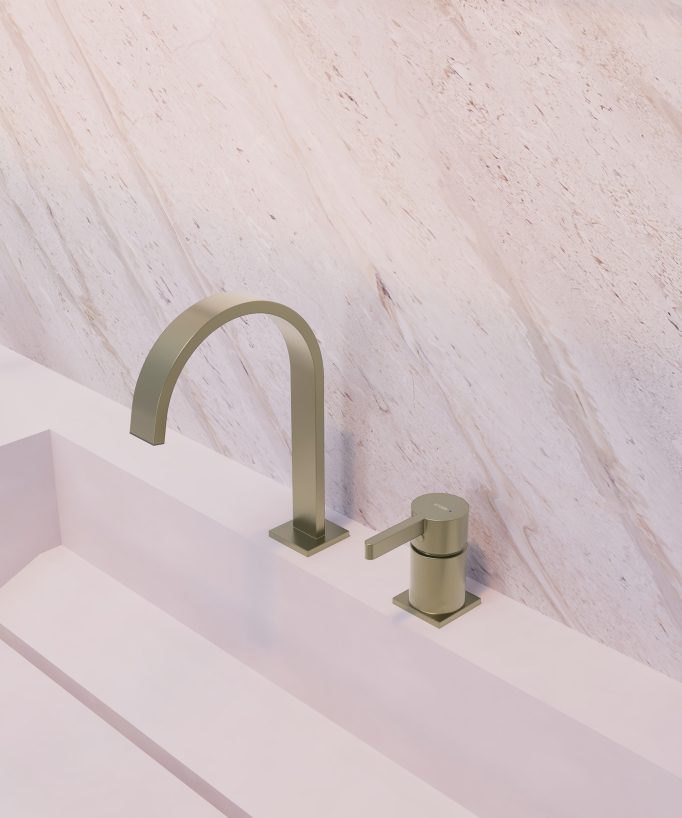 Mitigeur de lavabo 2 trous  Doré brossé - Fiumina