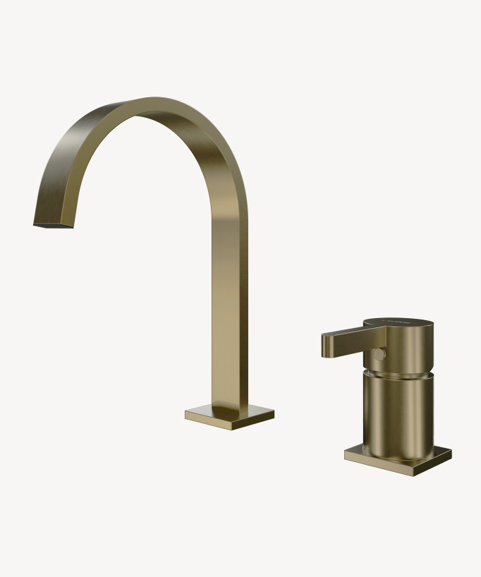 Mitigeur de lavabo 2 trous  Doré brossé - Fiumina