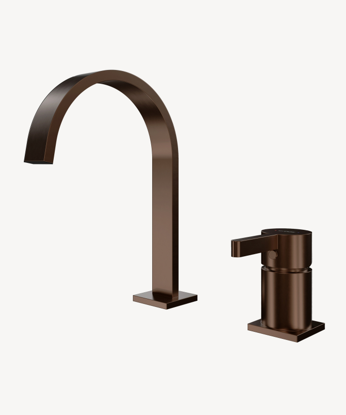 Mitigeur de lavabo 2 trous  Or rose brossé - Fiumina