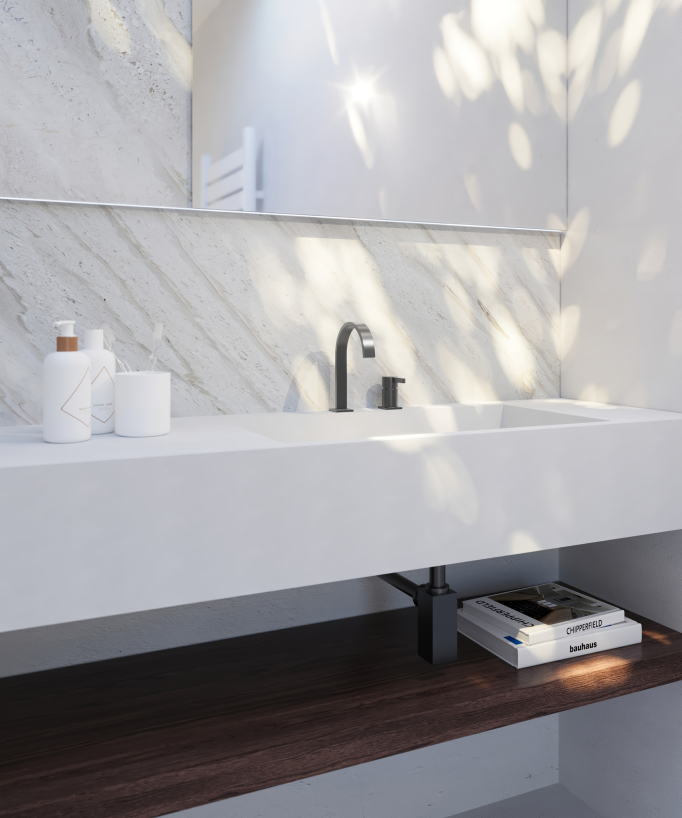 Mitigeur de lavabo 2 trous  Gun métal - Fiumina