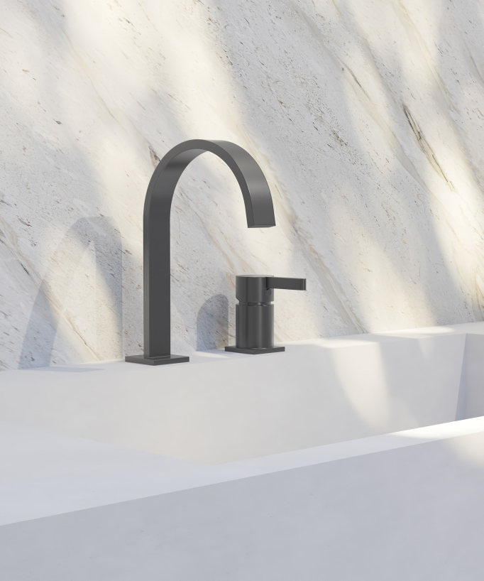 Mitigeur de lavabo 2 trous  Gun métal - Fiumina