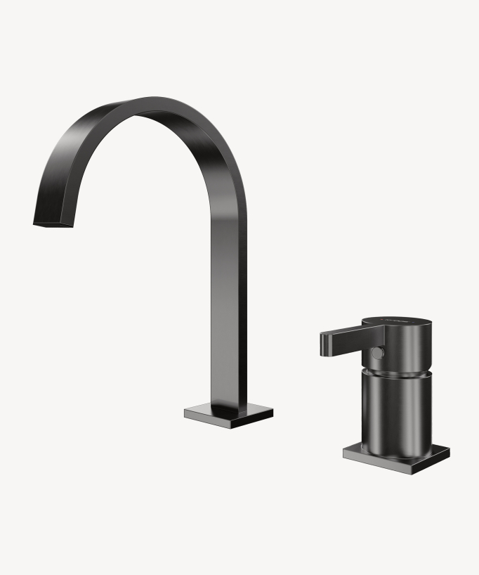 Mitigeur de lavabo 2 trous  Gun métal - Fiumina