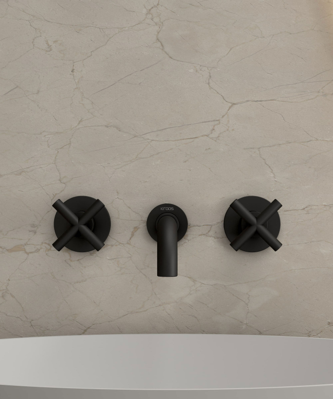 Robinet mélangeur lavabo mural Noir - Corbeau