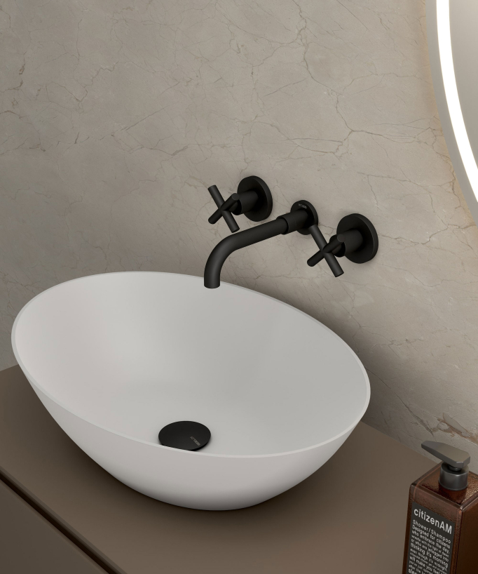 Robinet mélangeur lavabo mural Noir - Corbeau