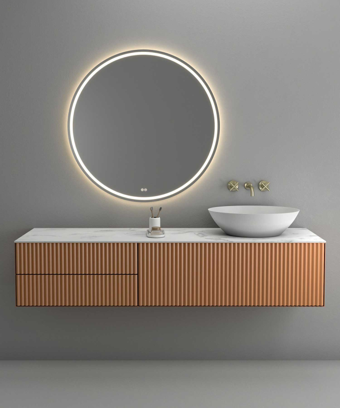 Robinet mélangeur lavabo mural Doré brossé - Corbeau
