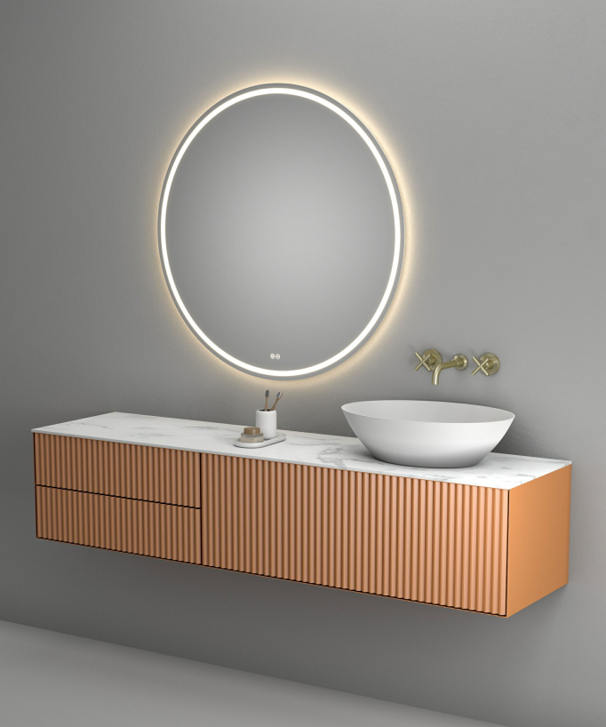 Robinet mélangeur lavabo mural Doré brossé - Corbeau