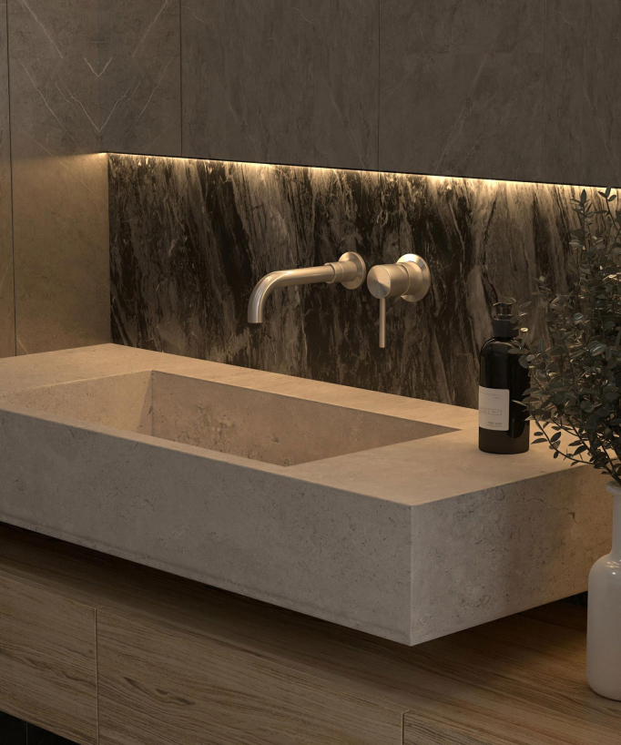 Mitigeur lavabo mural Nickel brossé - Corbeau