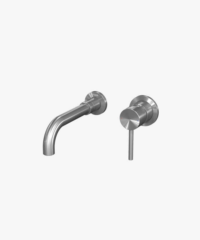 Mitigeur lavabo mural Nickel brossé - Corbeau