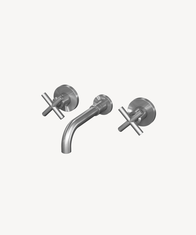 Robinet mélangeur lavabo mural Nickel brossé - Corbeau