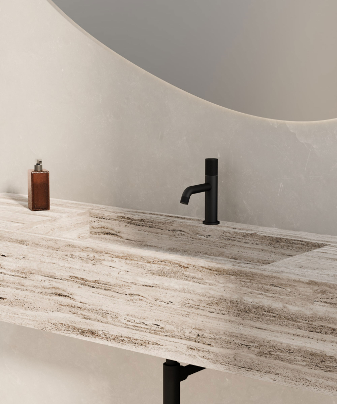 Mitigeur de lavabo design Noir - Leros