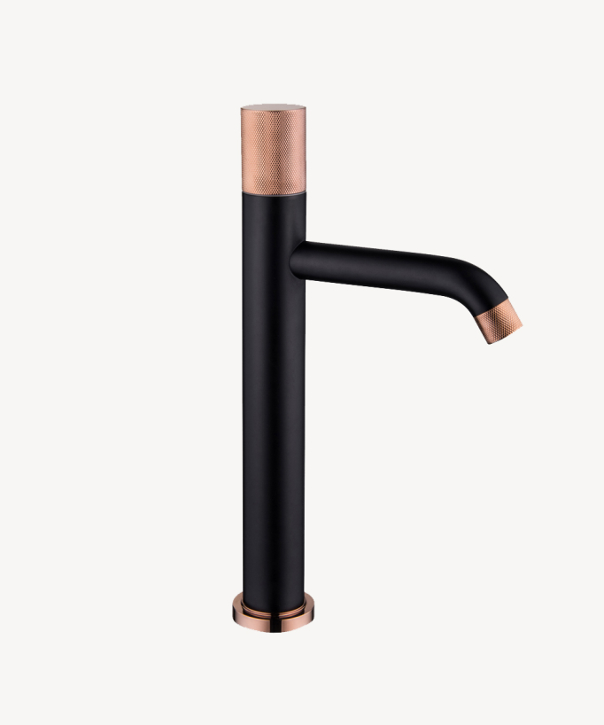 Robinet mitigeur vasque design Noir et Or rose - Leros