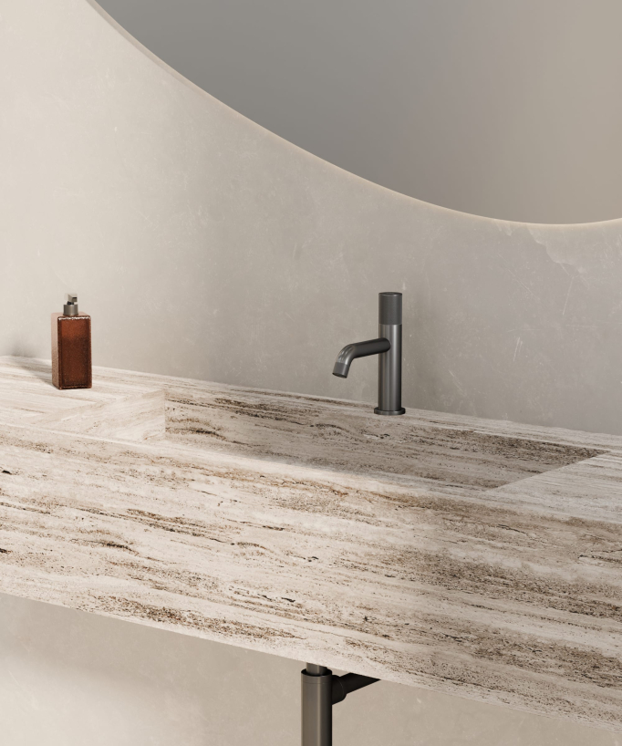 Mitigeur lavabo design Gun métal - Leros