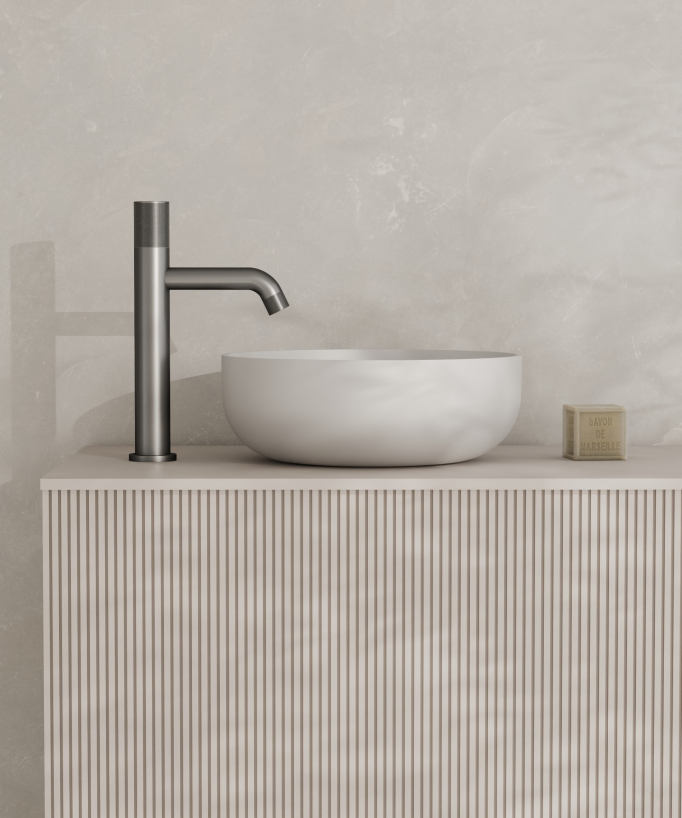 Robinet mitigeur vasque design Gun métal - Leros