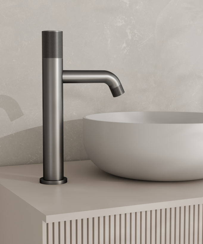 Robinet mitigeur vasque design Gun métal - Leros