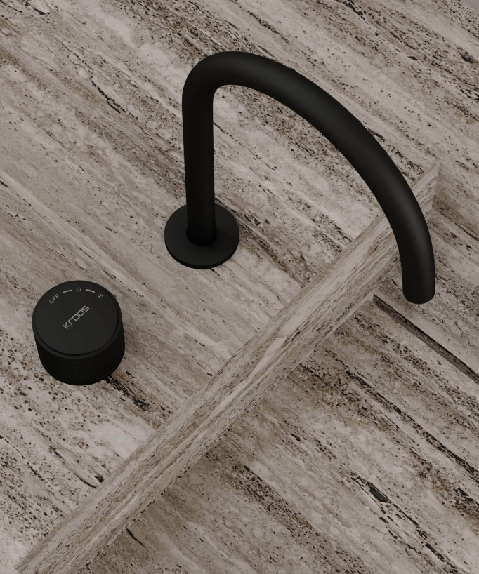 Mitigeur de lavabo 2 trous sans réglage de débit Noir - Leros